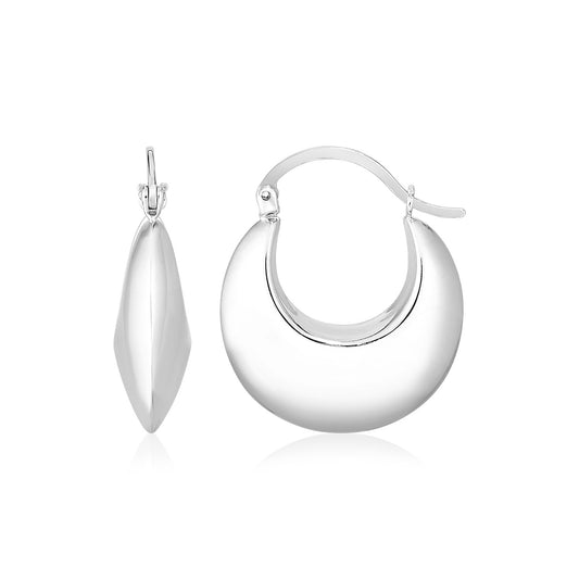 Sterling Silver Polished Puffed Hoop Earrings-Teresa&#39;s Fashionista LLC