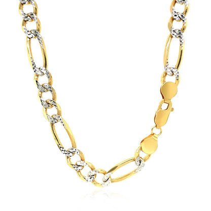 7.0mm 14K Yellow Gold Solid Pave Figaro Chain-Teresa&#39;s Fashionista LLC