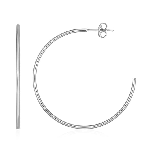 14k White Gold Polished Hoop Earrings-Teresa&#39;s Fashionista LLC