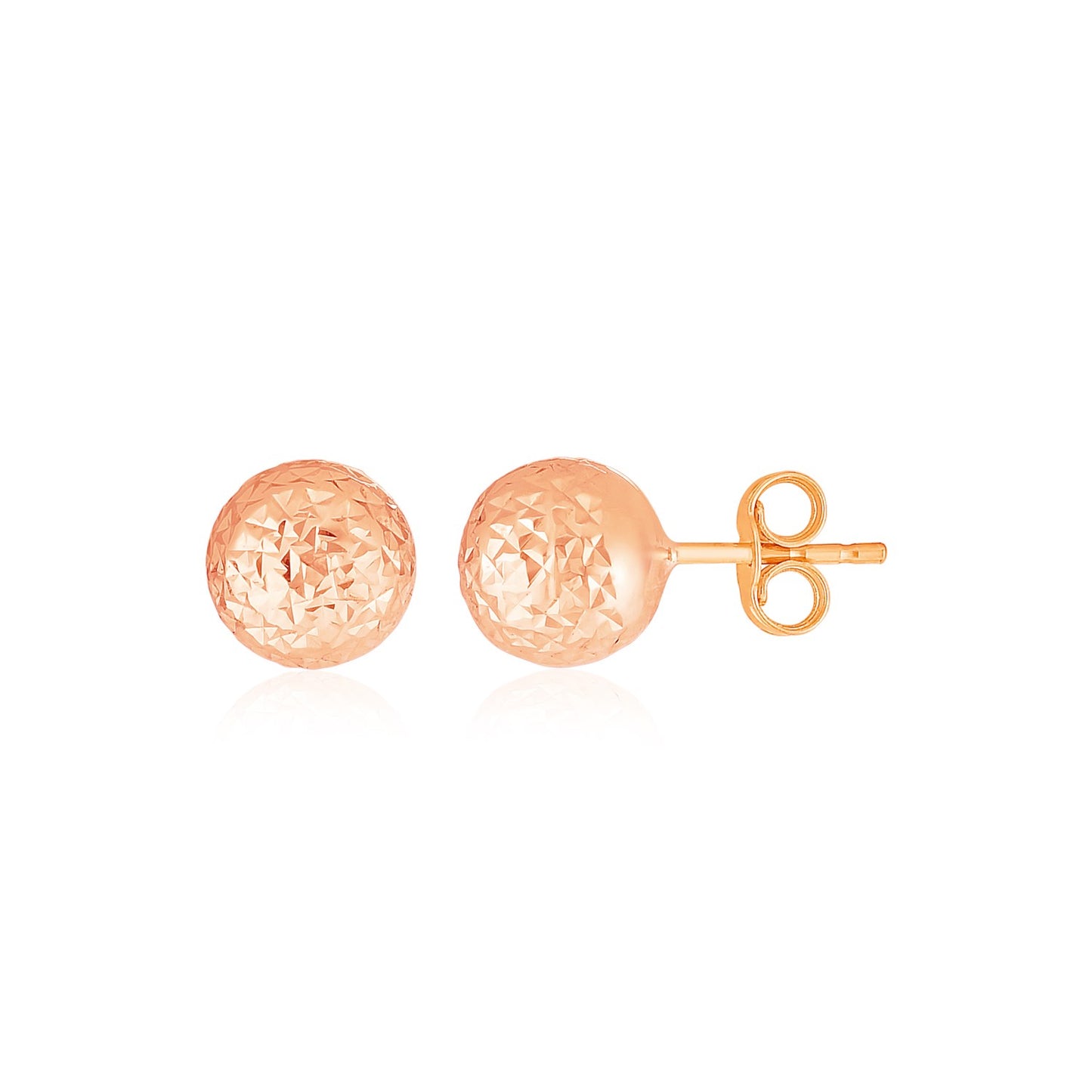 14k Rose Gold Ball Earrings with Crystal Cut Texture-Teresa&#39;s Fashionista LLC