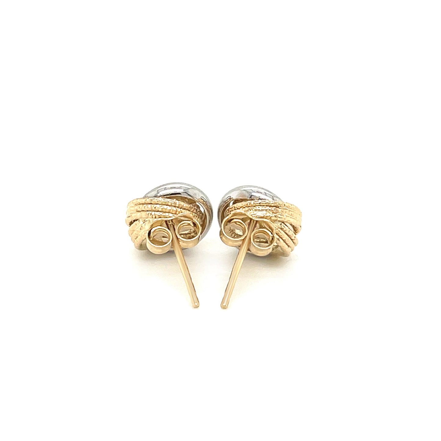 14k Two-Tone Gold Multi-Textured Open Circle Style Entwined Earrings-Teresa&#39;s Fashionista LLC