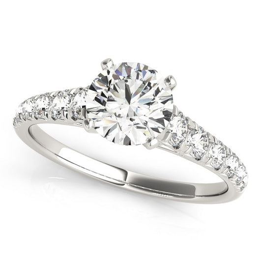 14k White Gold Prong Set Graduated Diamond Engagement Ring (1 7/8 cttw)-Teresa&#39;s Fashionista LLC