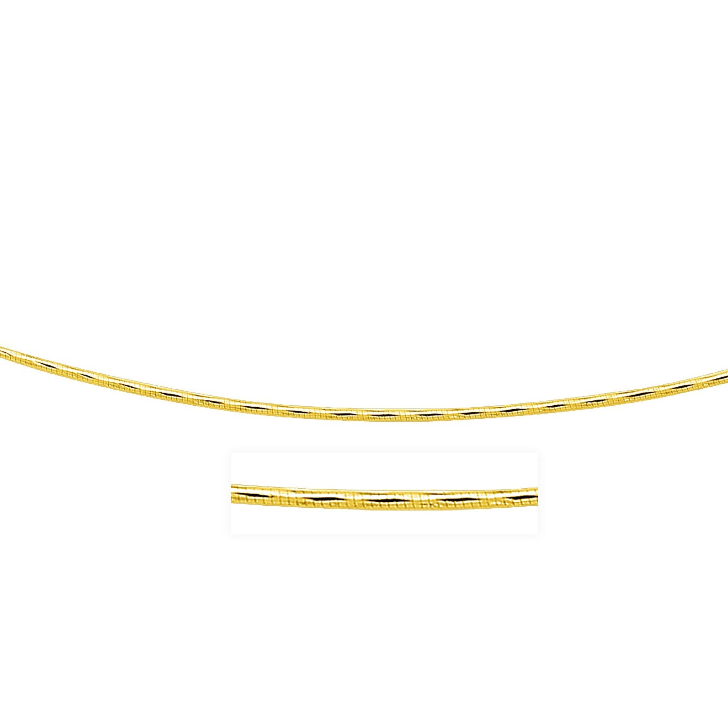 14k Yellow Gold Round Omega Necklace with Diamond Cuts (1.5 mm)-Teresa&#39;s Fashionista LLC