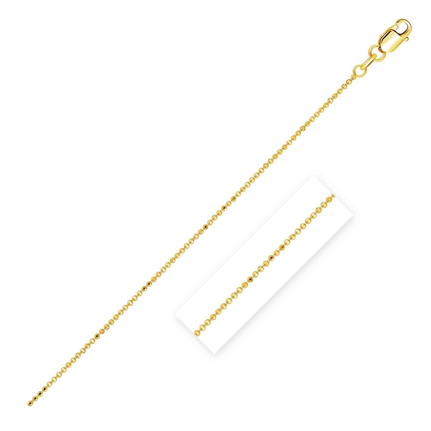 14k Yellow Gold Diamond Cut Bead Chain 1.0mm-Teresa&#39;s Fashionista LLC