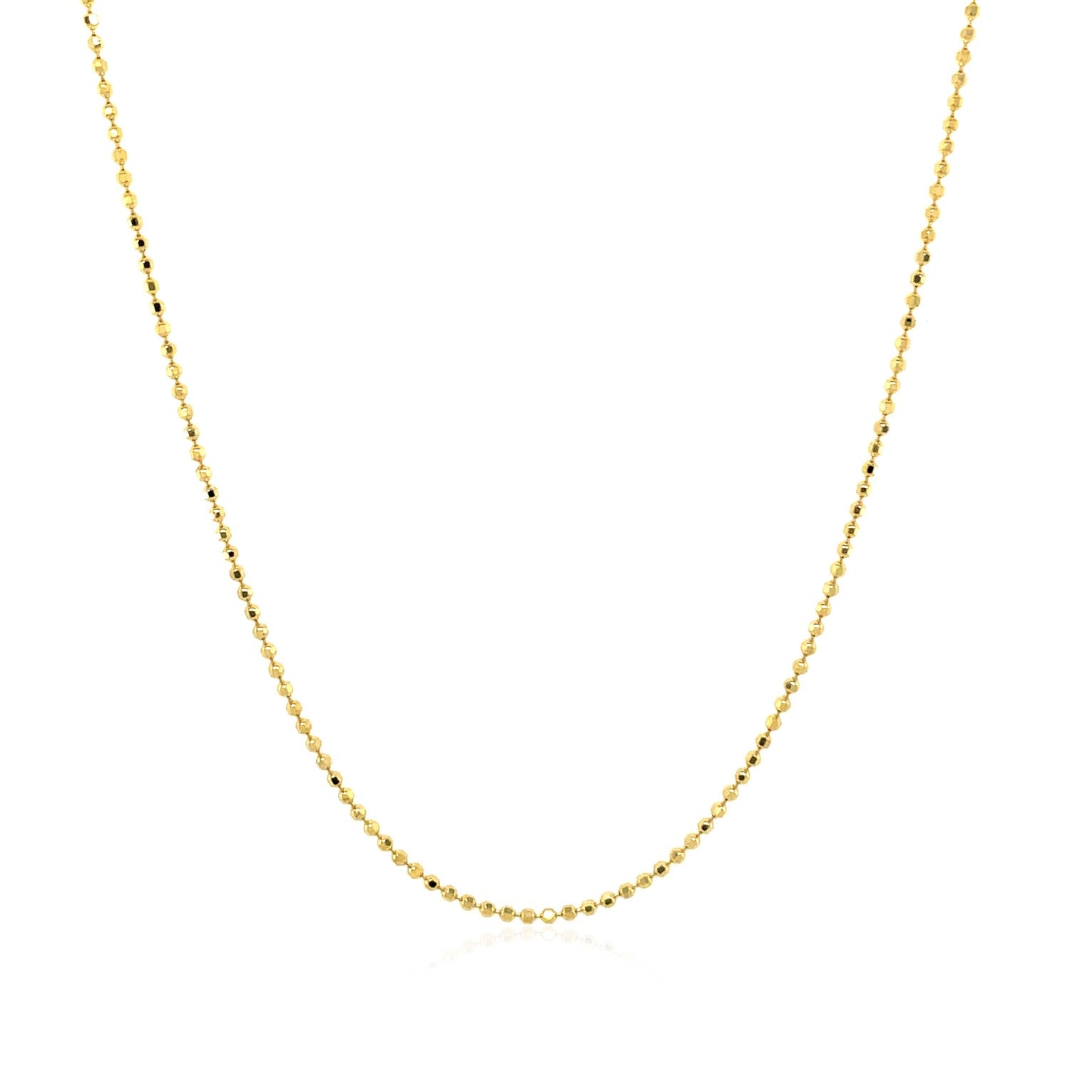 14k Yellow Gold Diamond Cut Bead Chain 1.0mm-Teresa&#39;s Fashionista LLC