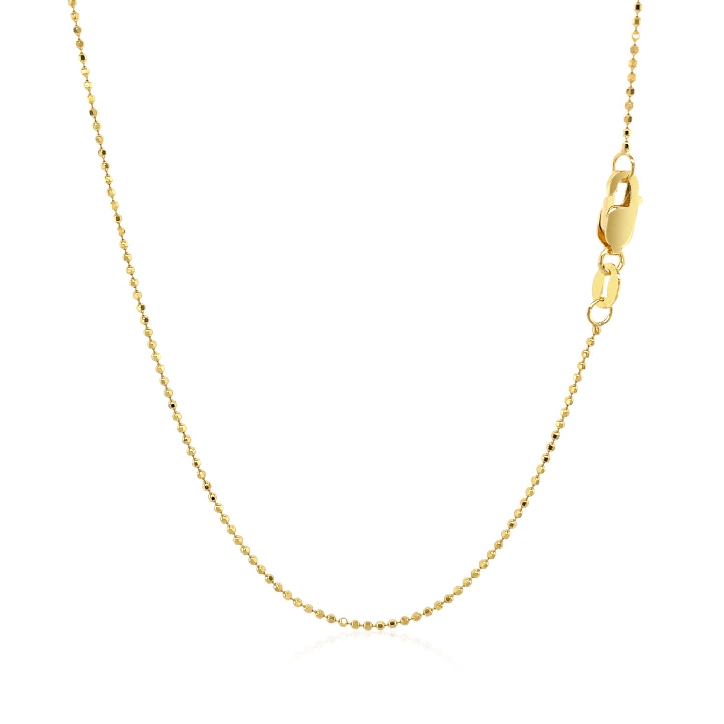 14k Yellow Gold Diamond Cut Bead Chain 1.0mm-Teresa&#39;s Fashionista LLC