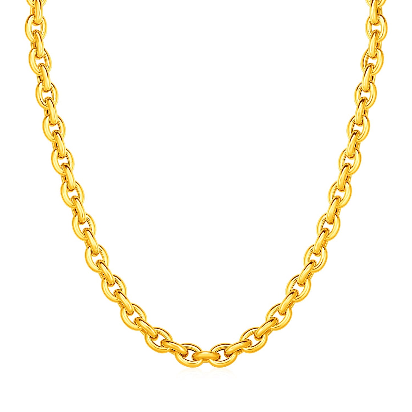 14k Yellow Gold Polished Oval Link Necklace-Teresa&#39;s Fashionista LLC