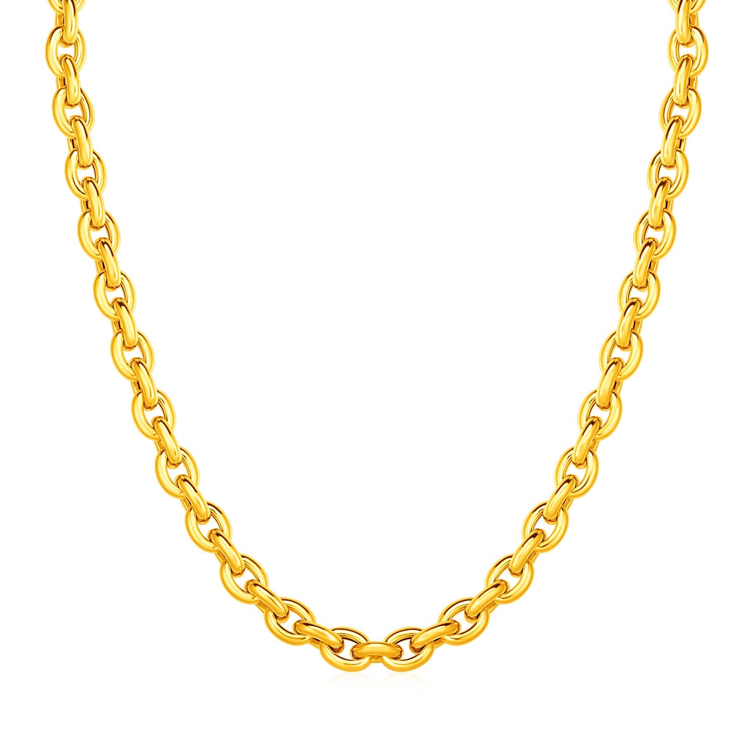 14k Yellow Gold Polished Oval Link Necklace-Teresa&#39;s Fashionista LLC