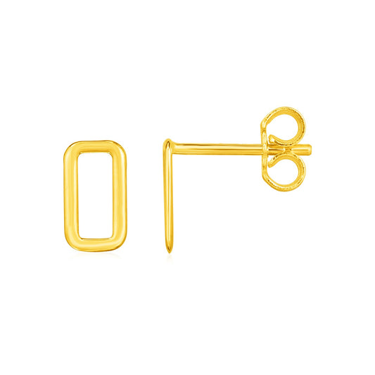 14k Yellow Gold Post Earrings with Open Rectangles-Teresa&#39;s Fashionista LLC