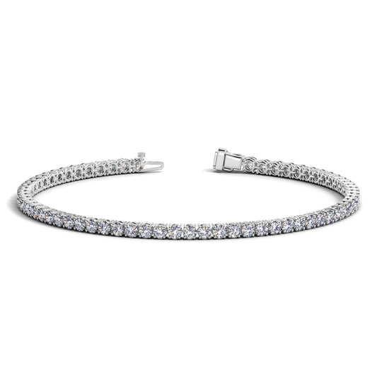 Lab Grown Round Diamond Tennis Bracelet in 14k White Gold (3 cctw F/G  VS2/SI1) - Teresa's Fashionista LLC
