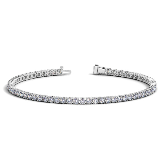 Lab Grown Round Diamond Tennis Bracelet in 14k White Gold (3 cctw F/G VS2/SI1)-Teresa&#39;s Fashionista LLC