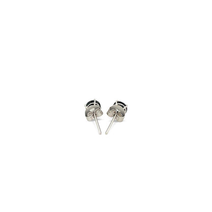 14k White Gold Stud Earrings with Black 4mm Cubic Zirconia-Teresa&#39;s Fashionista LLC