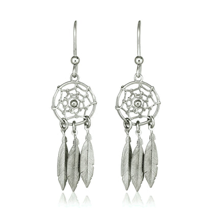 Sterling Silver Dream Catcher Dangle Earrings-Teresa&#39;s Fashionista LLC