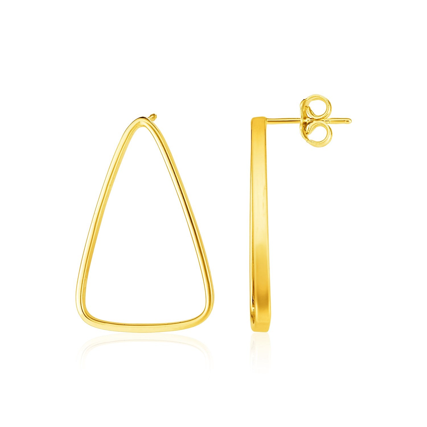 14k Yellow Gold Polished Open Triangle Post Earrings-Teresa&#39;s Fashionista LLC