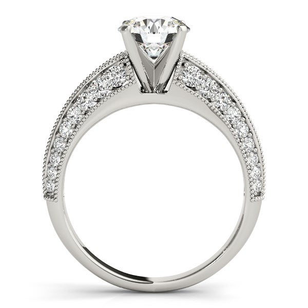 14k White Gold Pronged Round Antique Diamond Engagement Ring (1 1/2 cttw)-Teresa&#39;s Fashionista LLC