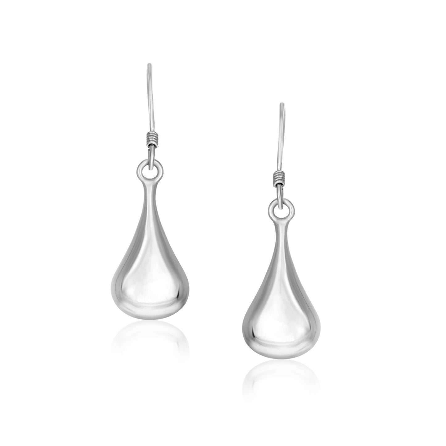 Sterling Silver Long Teardrop Shape Puff Drop Earrings-Teresa&#39;s Fashionista LLC