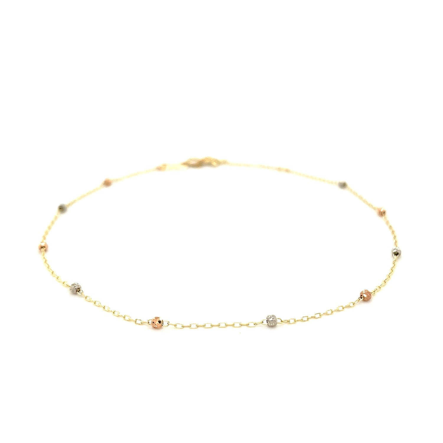 14k Tri Color Gold Anklet with Cross-Teresa&#39;s Fashionista LLC