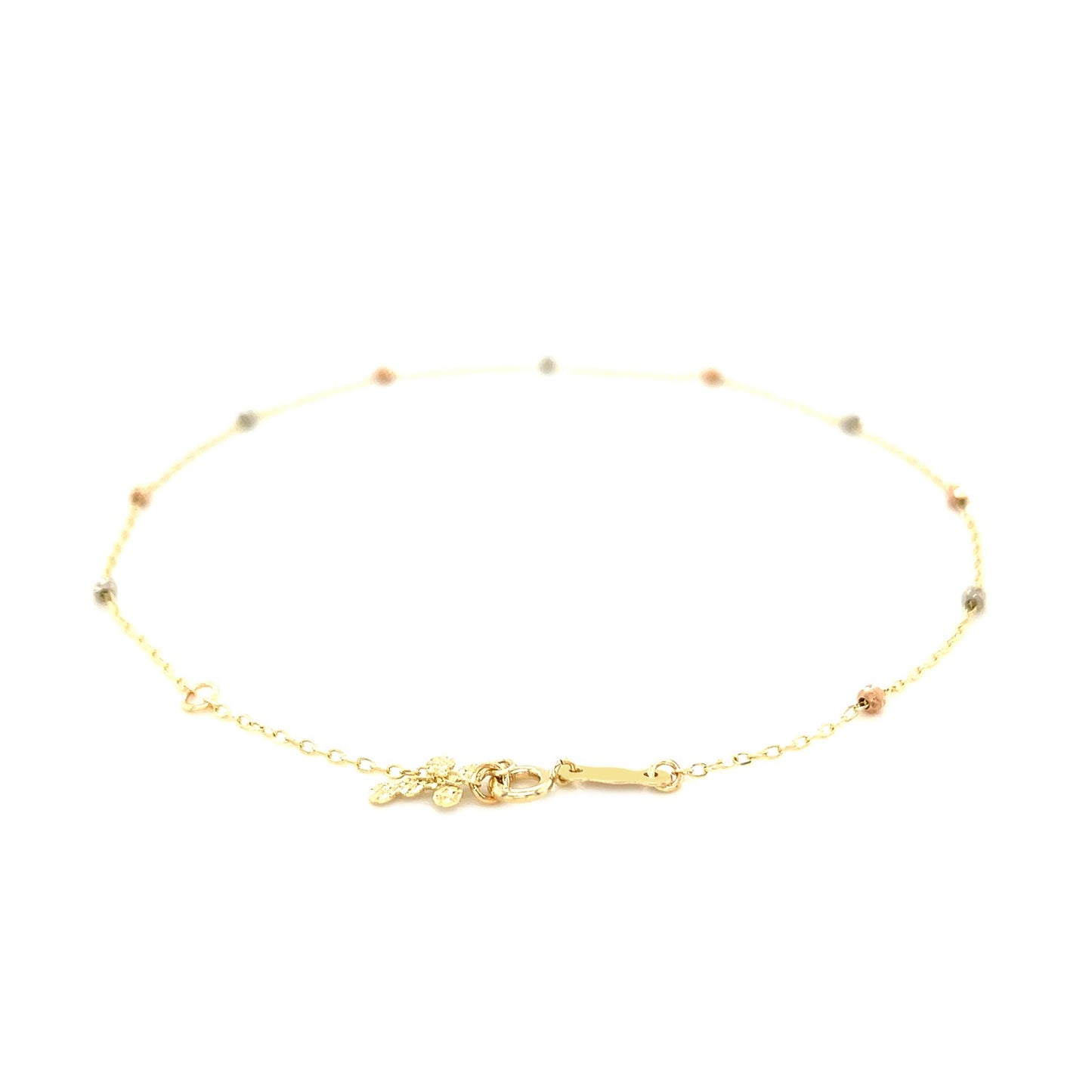 14k Tri Color Gold Anklet with Cross-Teresa&#39;s Fashionista LLC