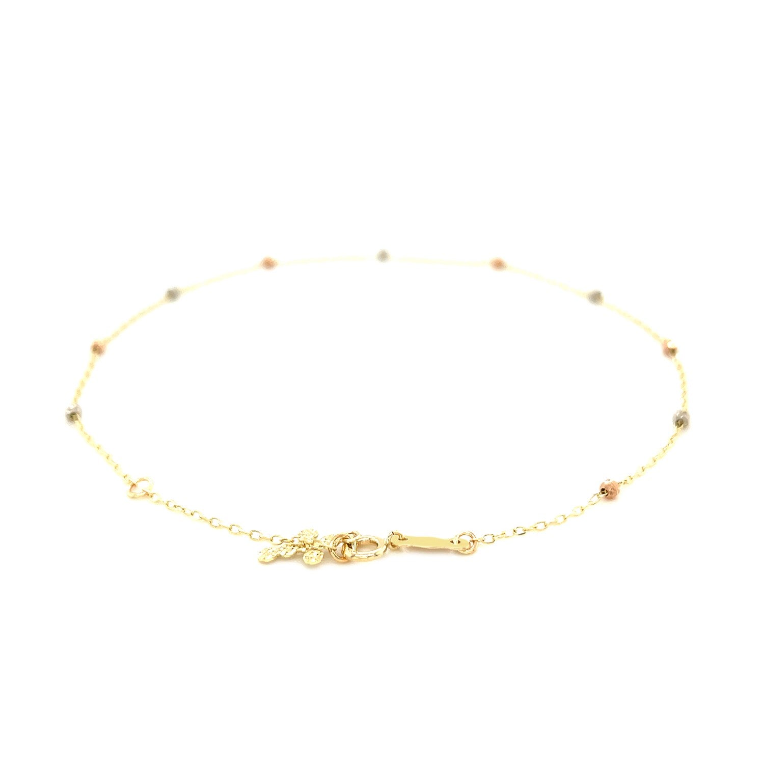 14k Tri Color Gold Anklet with Cross-Teresa&#39;s Fashionista LLC