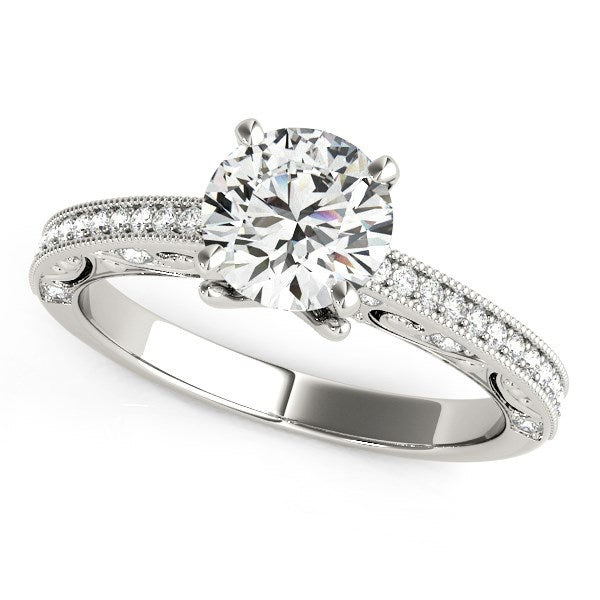 14k White Gold Antique Pronged Round Diamond Engagement Ring (1 1/8 cttw)-Teresa&#39;s Fashionista LLC