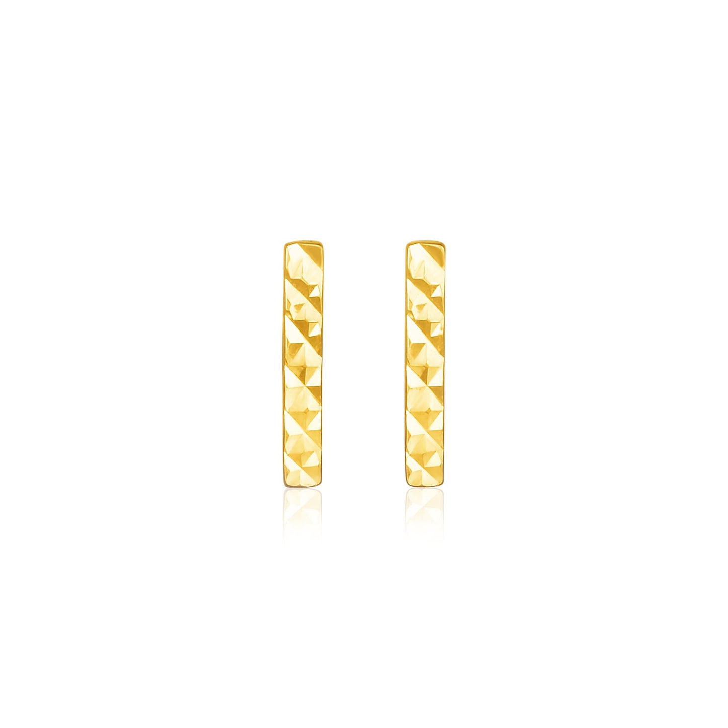 14k Yellow Gold Textured Bar Earrings-Teresa&#39;s Fashionista LLC