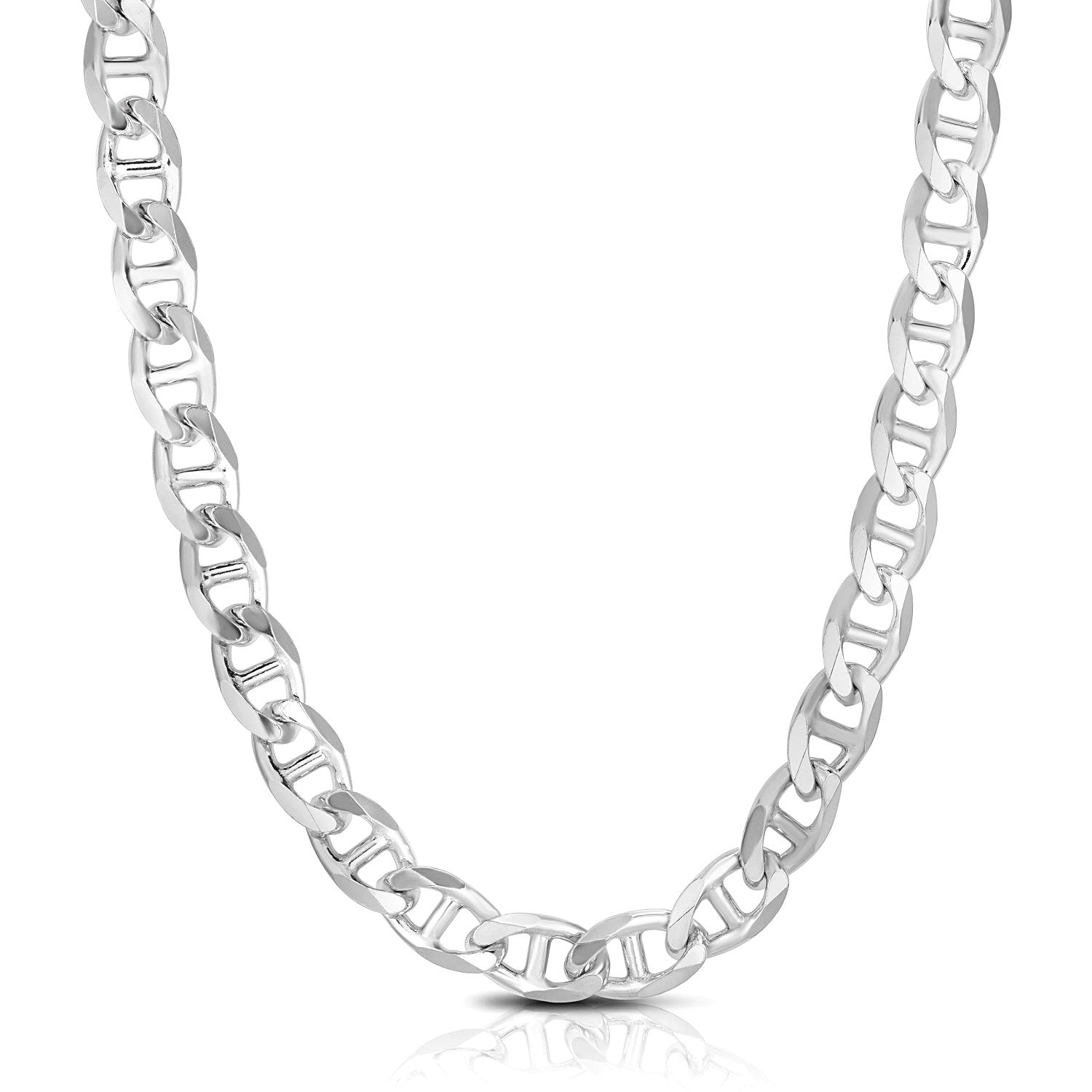 Sterling Silver Rhodium Plated Mariner Chain 8.0mm-Teresa&#39;s Fashionista LLC