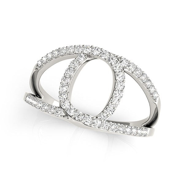 14k White Gold Diamond Loop Style Dual Band Ring (1/2 cttw)-Teresa&#39;s Fashionista LLC