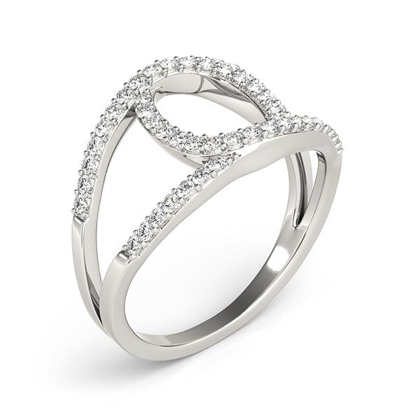 14k White Gold Diamond Loop Style Dual Band Ring (1/2 cttw)-Teresa&#39;s Fashionista LLC