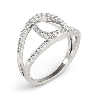 14k White Gold Diamond Loop Style Dual Band Ring (1/2 cttw)-Teresa&#39;s Fashionista LLC