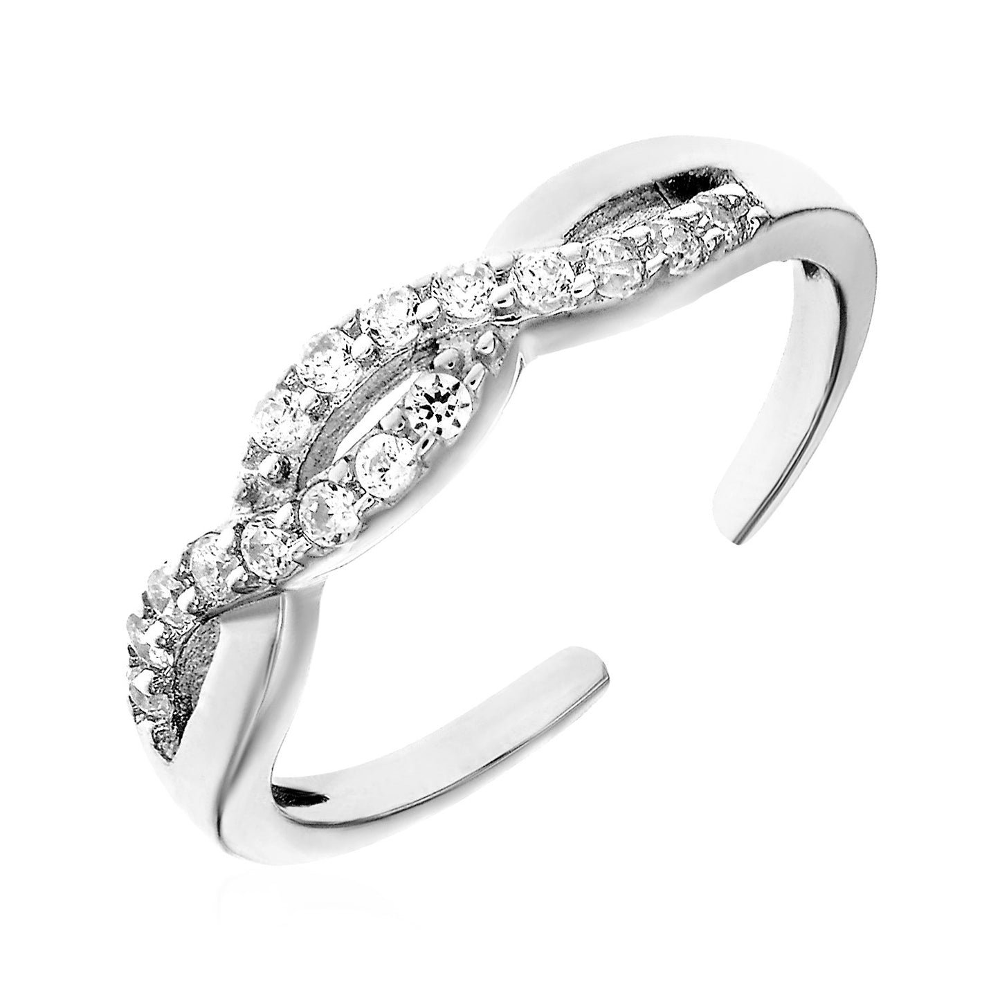 Toe Ring with Intertwined Cubic Zirconia in Sterling Silver-Teresa&#39;s Fashionista LLC