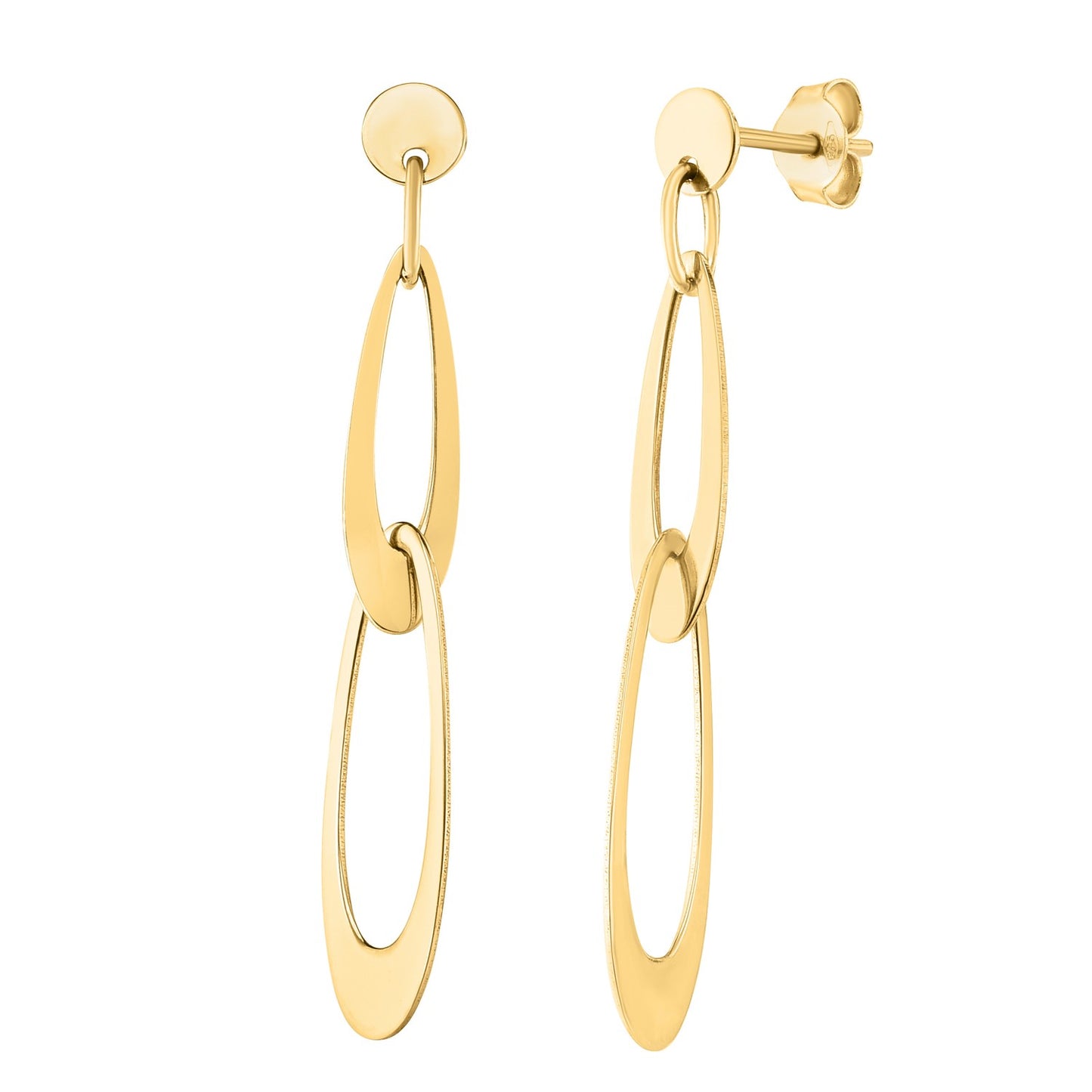 14k Yellow Gold Italian Oval Link Earrings-Teresa&#39;s Fashionista LLC