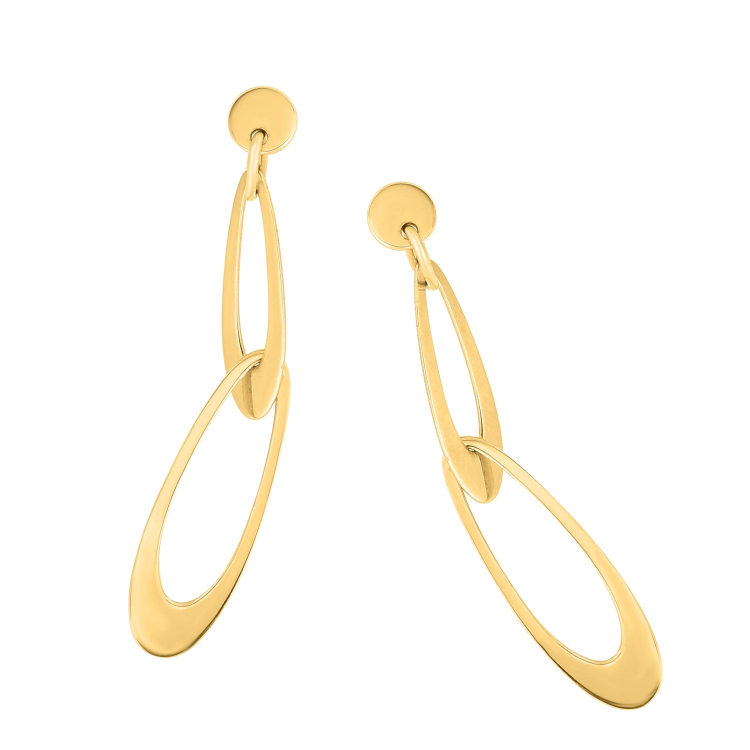 14k Yellow Gold Italian Oval Link Earrings-Teresa&#39;s Fashionista LLC