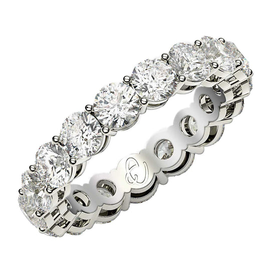 Round Cut Lab Grown Diamond Eternity Ring in 14k White Gold (3 cttw FG/VS2)-Teresa&#39;s Fashionista LLC