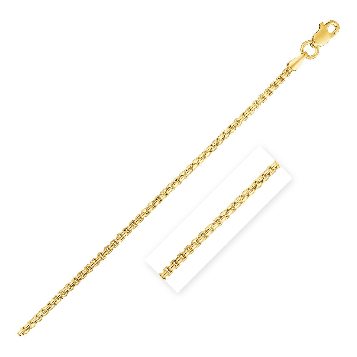 14k Yellow Gold Round Box Chain 1.35 mm-Teresa&#39;s Fashionista LLC