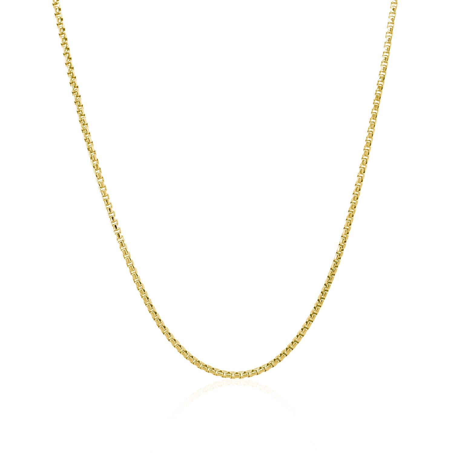 14k Yellow Gold Round Box Chain 1.35 mm-Teresa&#39;s Fashionista LLC