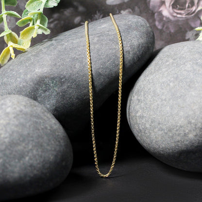 14k Yellow Gold Round Box Chain 1.35 mm-Teresa&#39;s Fashionista LLC