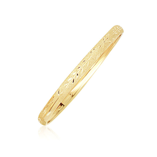 10k Yellow Gold Dome Childrens Diamond Cut Florentine Bangle - Teresa's Fashionista LLC