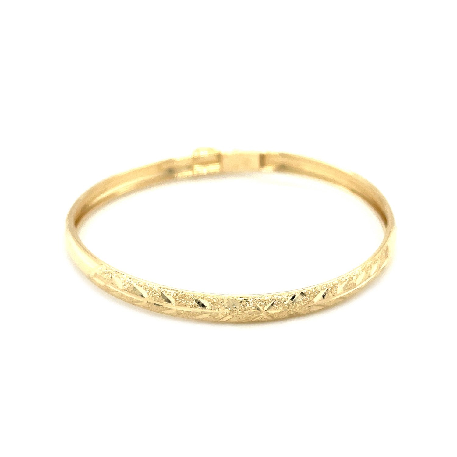 10k Yellow Gold Dome Childrens Diamond Cut Florentine Bangle-Teresa&#39;s Fashionista LLC