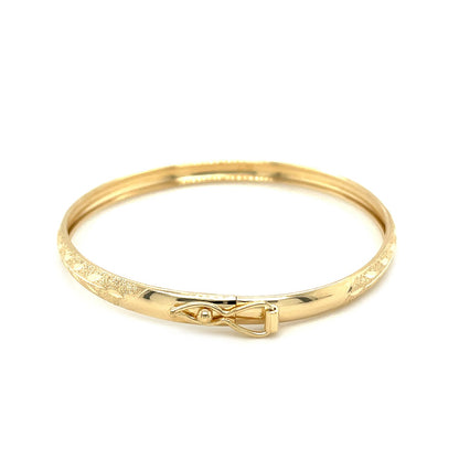 10k Yellow Gold Dome Childrens Diamond Cut Florentine Bangle-Teresa&#39;s Fashionista LLC