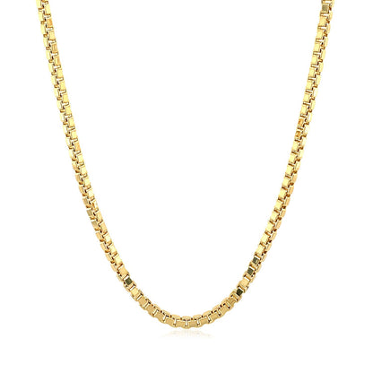 2.0mm 14k Yellow Gold Semi Solid Box Chain-Teresa&#39;s Fashionista LLC