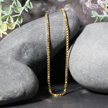 2.0mm 14k Yellow Gold Semi Solid Box Chain-Teresa&#39;s Fashionista LLC