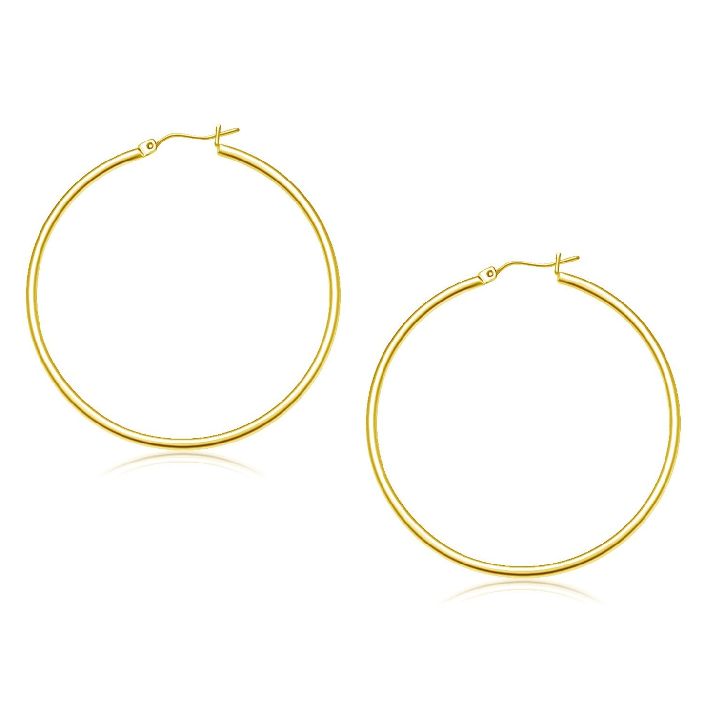 10k Yellow Gold Polished Hoop Earrings (45 mm)-Teresa&#39;s Fashionista LLC