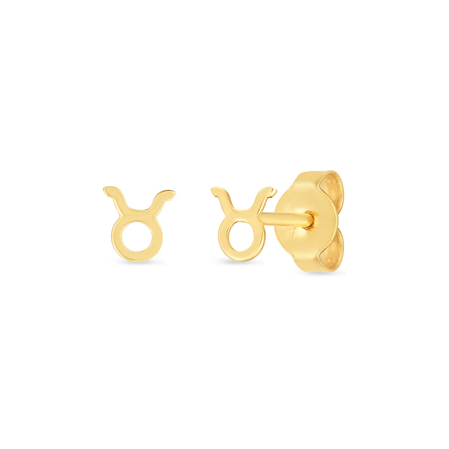 14K Yellow Gold Taurus Stud Earrings-Teresa&#39;s Fashionista LLC