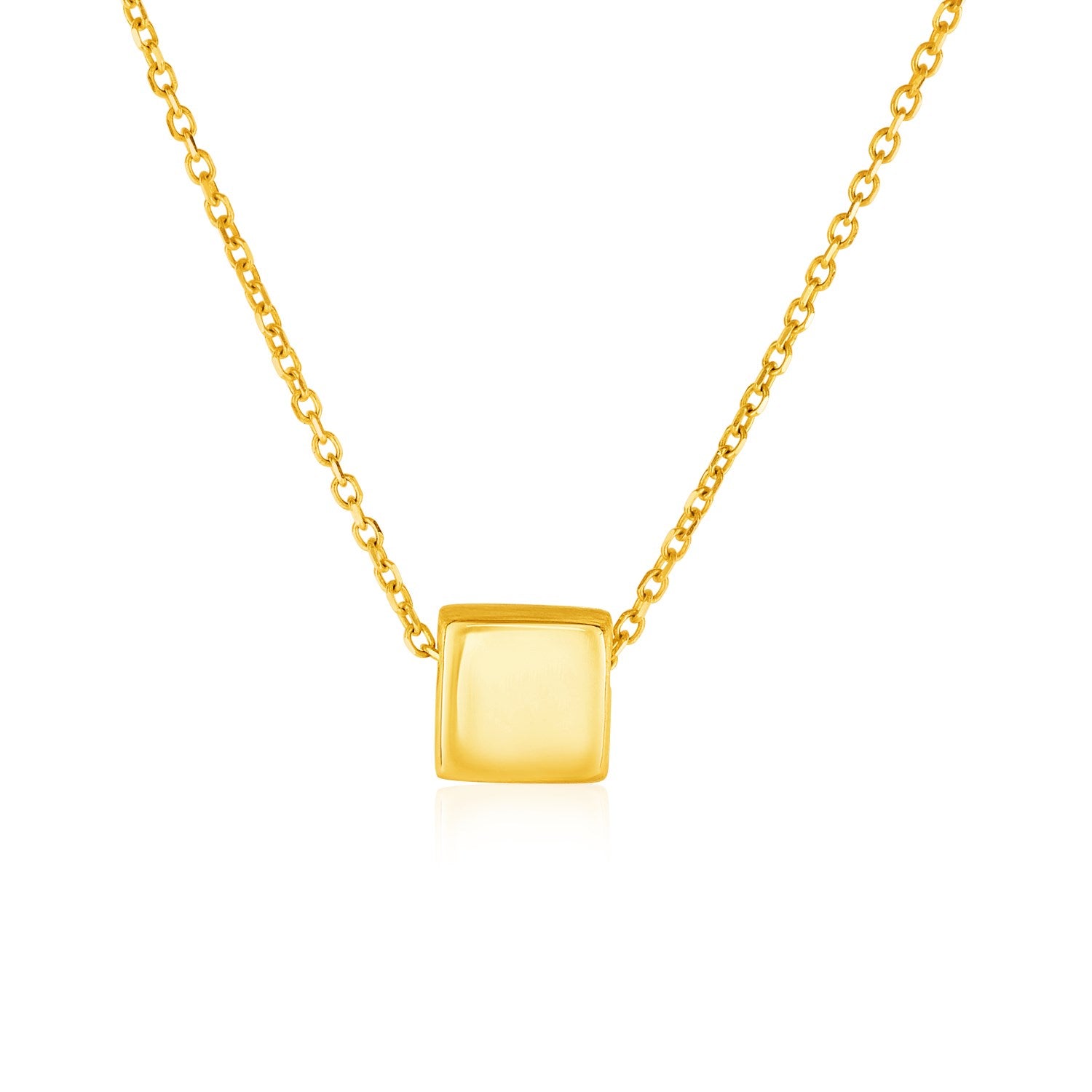 14k Yellow Gold with Shiny Square Pendant-Teresa&#39;s Fashionista LLC