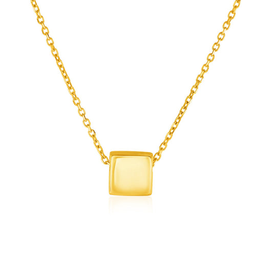 14k Yellow Gold with Shiny Square Pendant-Teresa&#39;s Fashionista LLC