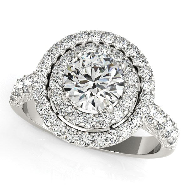 14k White Gold Diamond Engagement Ring with Double Pave Halo (2 5/8 cttw)-Teresa&#39;s Fashionista LLC