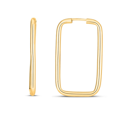 14k Yellow Gold Endless Rectangle Hoops-Teresa&#39;s Fashionista LLC