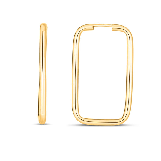 14k Yellow Gold Endless Rectangle Hoops-Teresa&#39;s Fashionista LLC