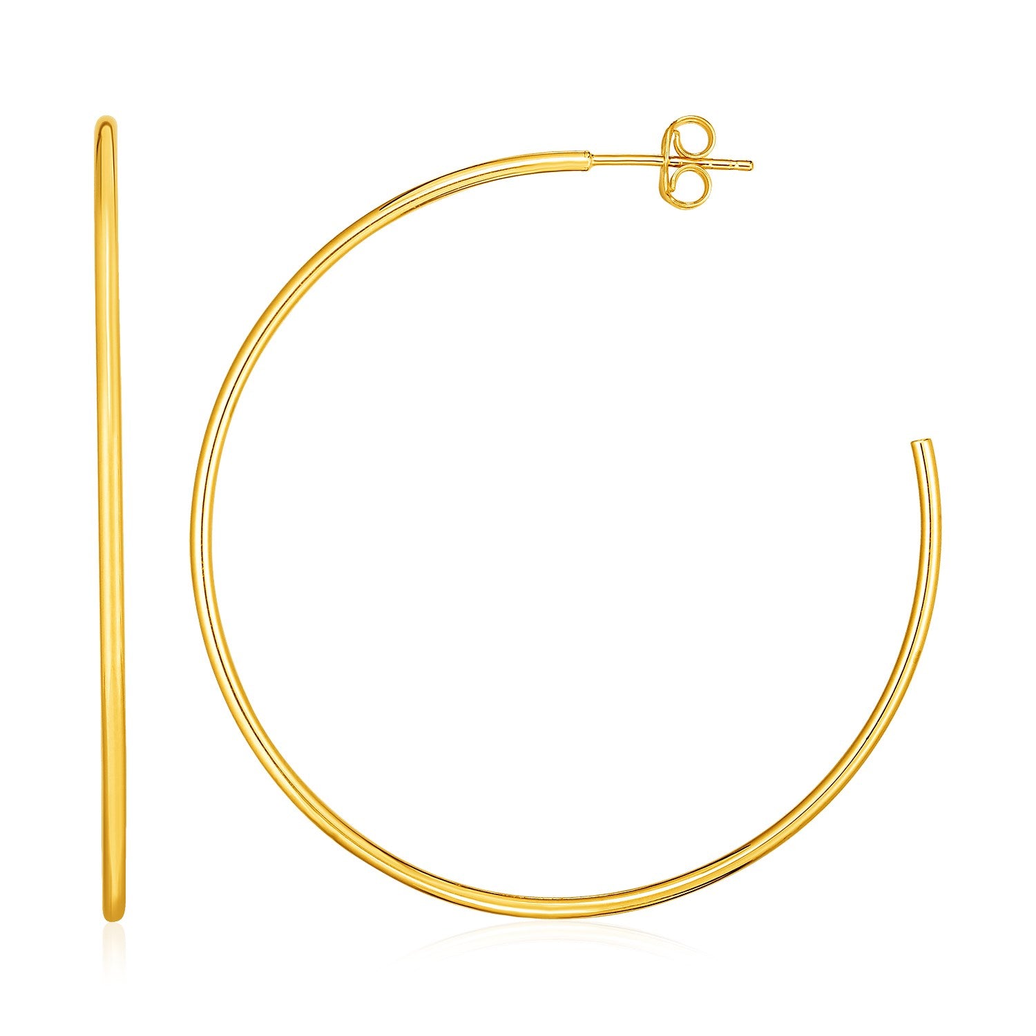 14k Yellow Gold Polished Hoop Earrings-Teresa&#39;s Fashionista LLC