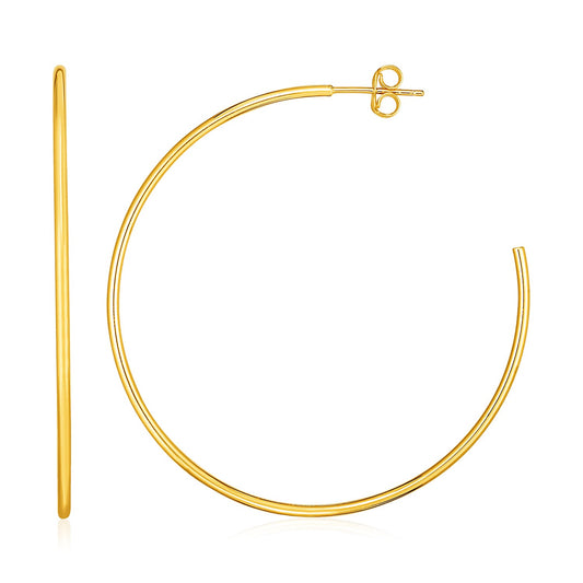 14k Yellow Gold Polished Hoop Earrings-Teresa&#39;s Fashionista LLC